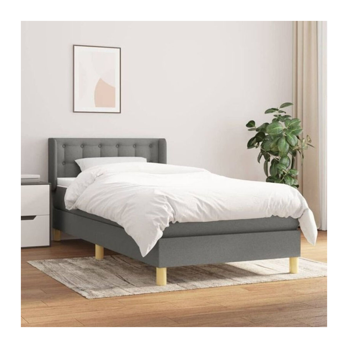 vidaxl Boxspringbett mit Matratze in Grau aus Stoff und Holzwerkstoff B/T/H: 80 x 200 cm - Bild 1