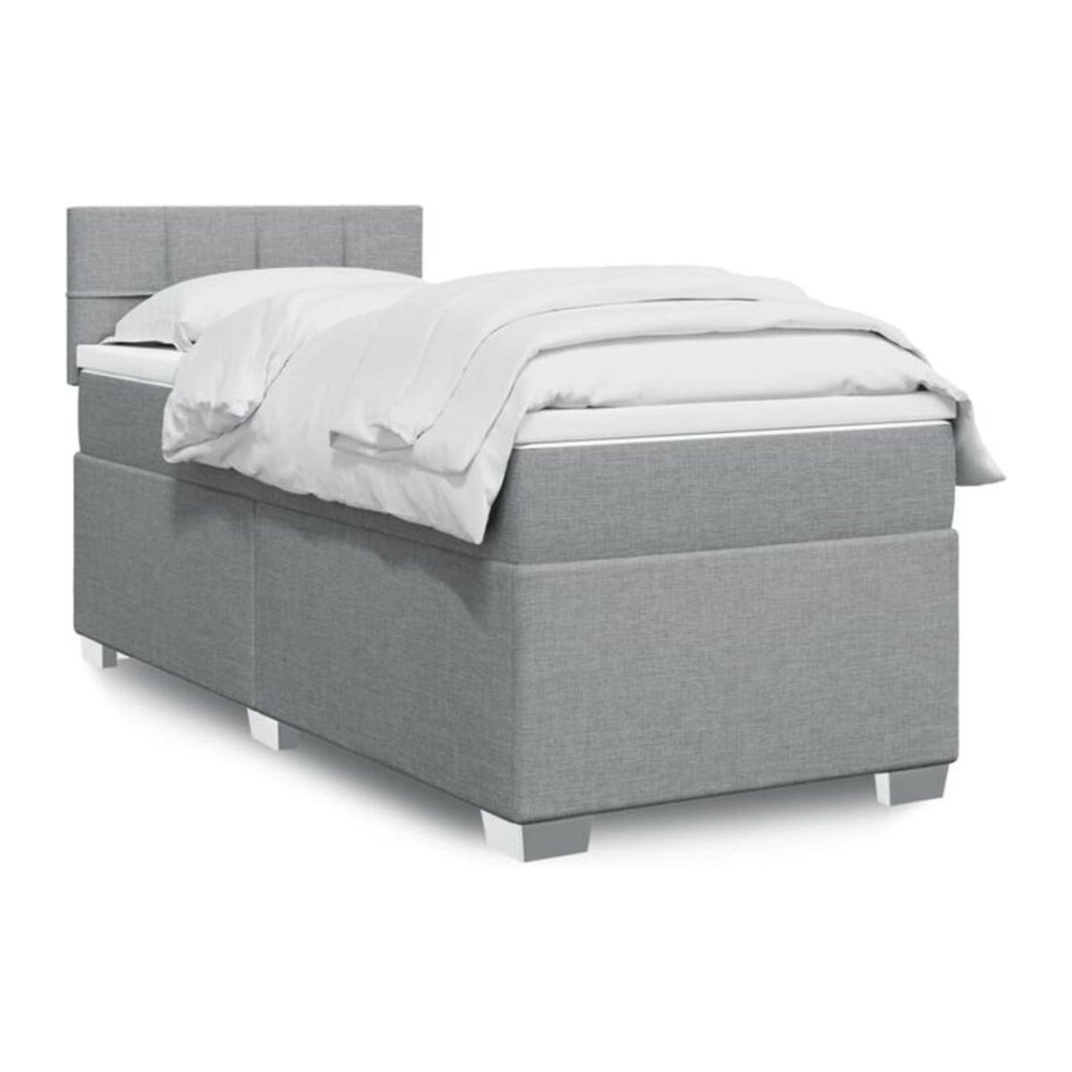 vidaxl Boxspringbett mit Matratze in Grau aus Stoff und Holzwerkstoff B/T/H: 80 x 200 x 100,5 cm - Bild 1