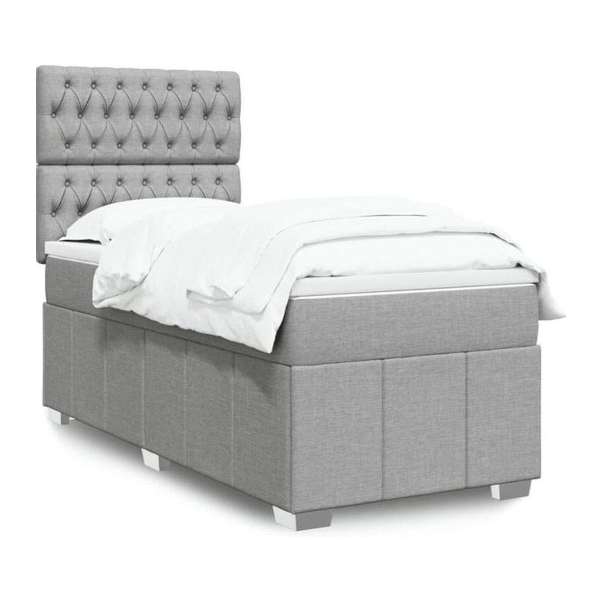 Vidaxl Boxspringbett mit Matratze in Grau aus Stoff und Holzwerkstoff, B/T/H: 90 x 190 x 150,5 cm - Bild 1