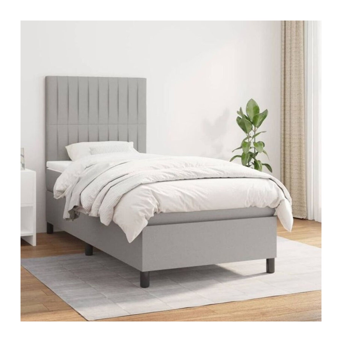 Vidaxl Boxspringbett mit Matratze in Grau aus Stoff und Holzwerkstoff B/T/H: 90 x 200 x 118 cm - Bild 1