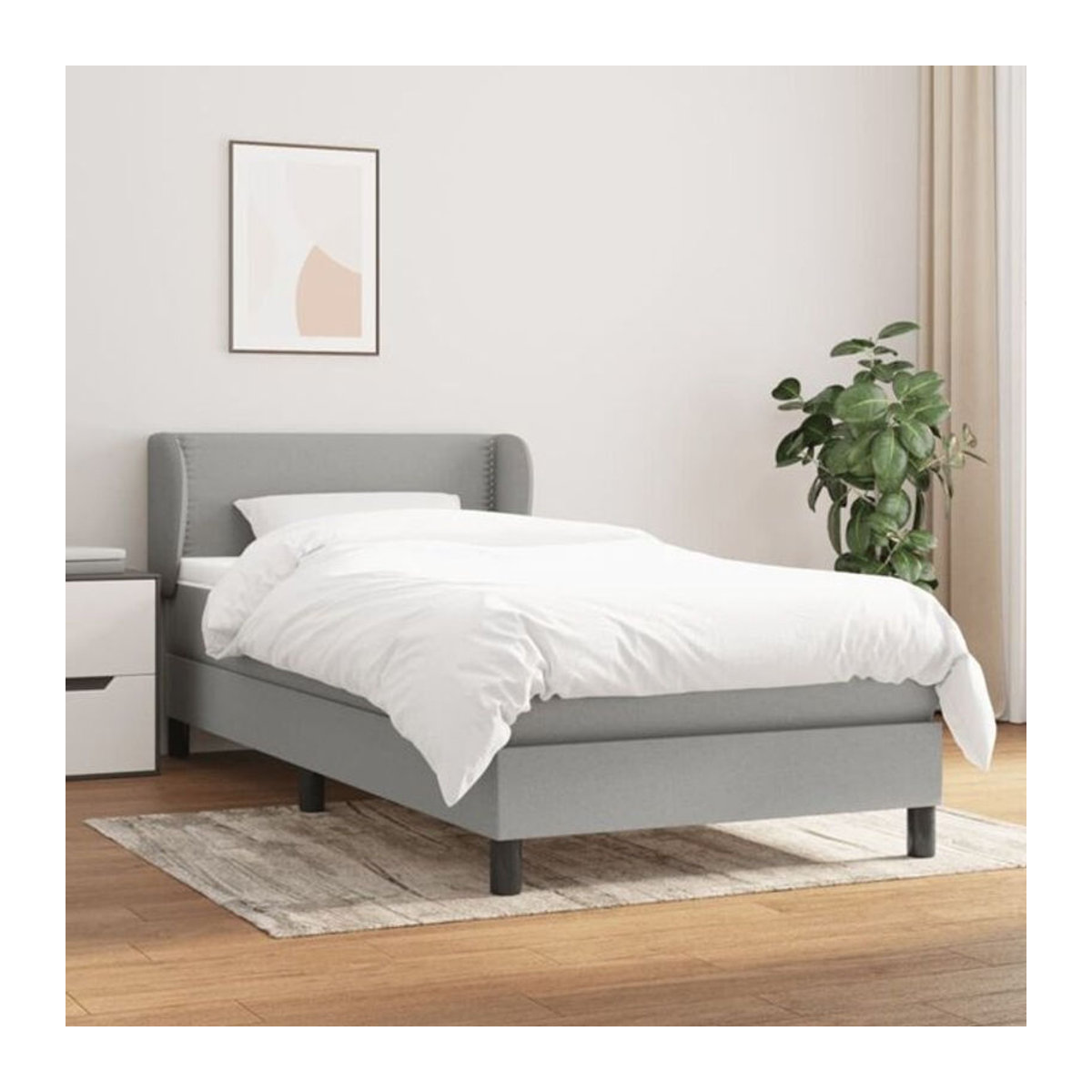 Vidaxl Boxspringbett mit Matratze in Grau aus Stoff und Massivholz B/T/H: 100 x 200 cm - Bild 1