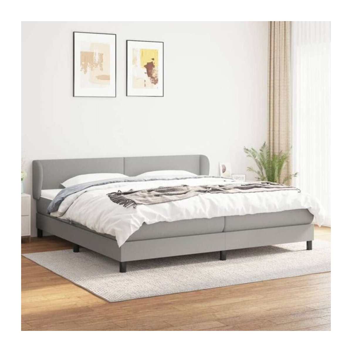 Vidaxl Boxspringbett mit Matratze in Grau aus Stoff und Massivholz B/T/H: 200 x 200 x 78 cm - Bild 1