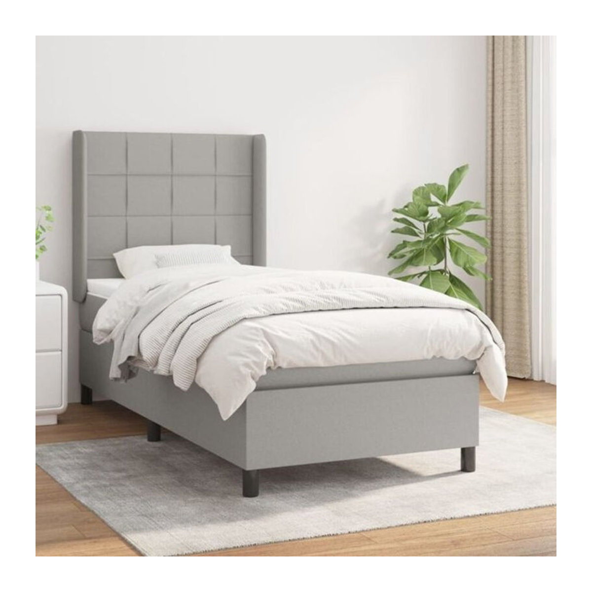Vidaxl Boxspringbett mit Matratze in Grau aus Stoff und Massivholz B/T/H: 90 x 190 x 118 cm - Bild 1