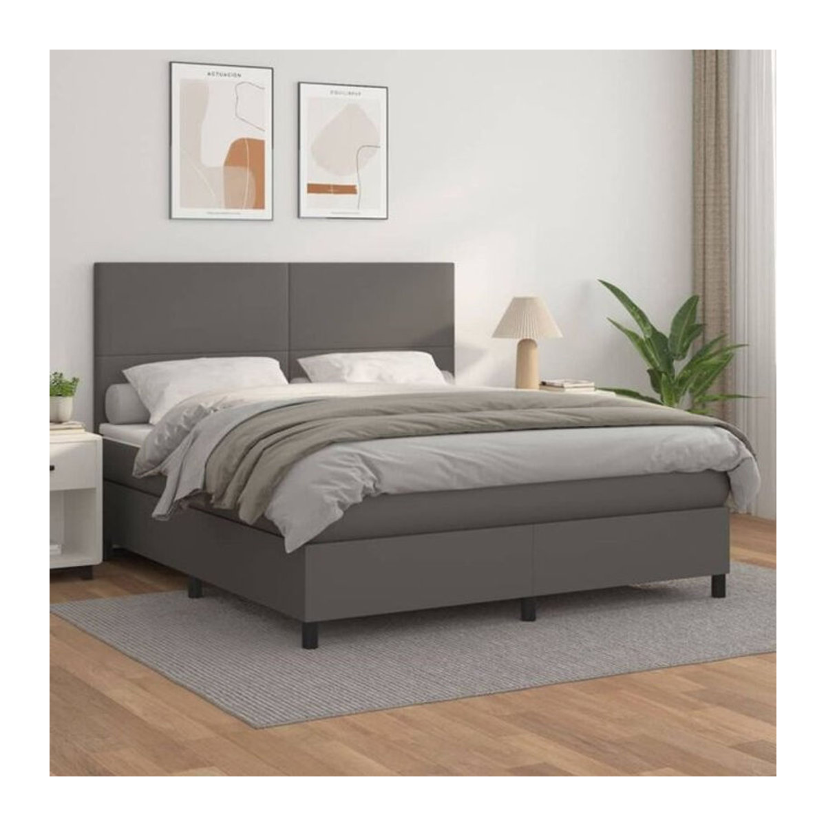 Vidaxl Boxspringbett mit Matratze in Grau, Modernes Design, B/T/H: 180 x 200 cm - Bild 1