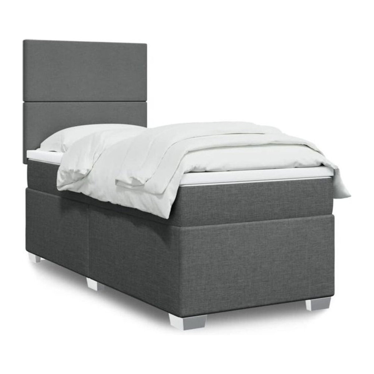 vidaxl Boxspringbett mit Matratze in Grau und Anthrazit aus Stoff, B/T/H: 90 x 190 x 150,5 cm - Bild 1