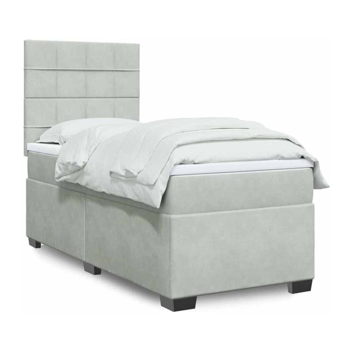 Vidaxl Boxspringbett mit Matratze in Grau und Weiß aus Samt, B/T/H: 100 x 200 x 140,5 cm - Bild 1