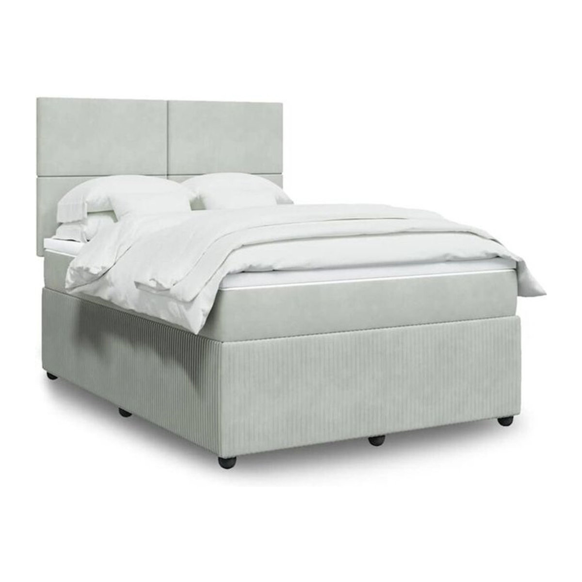 Vidaxl Boxspringbett mit Matratze in Grau und Weiß aus Samt, B/T/H: 140 x 190 cm - Bild 1