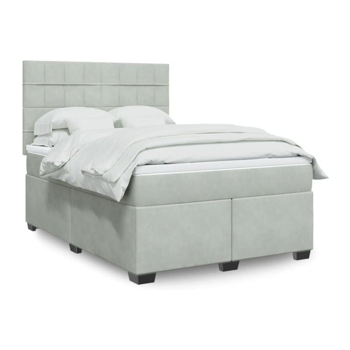 Vidaxl Boxspringbett mit Matratze in Grau und Weiß aus Samt, B/T/H: 140 x 190 cm - Bild 1