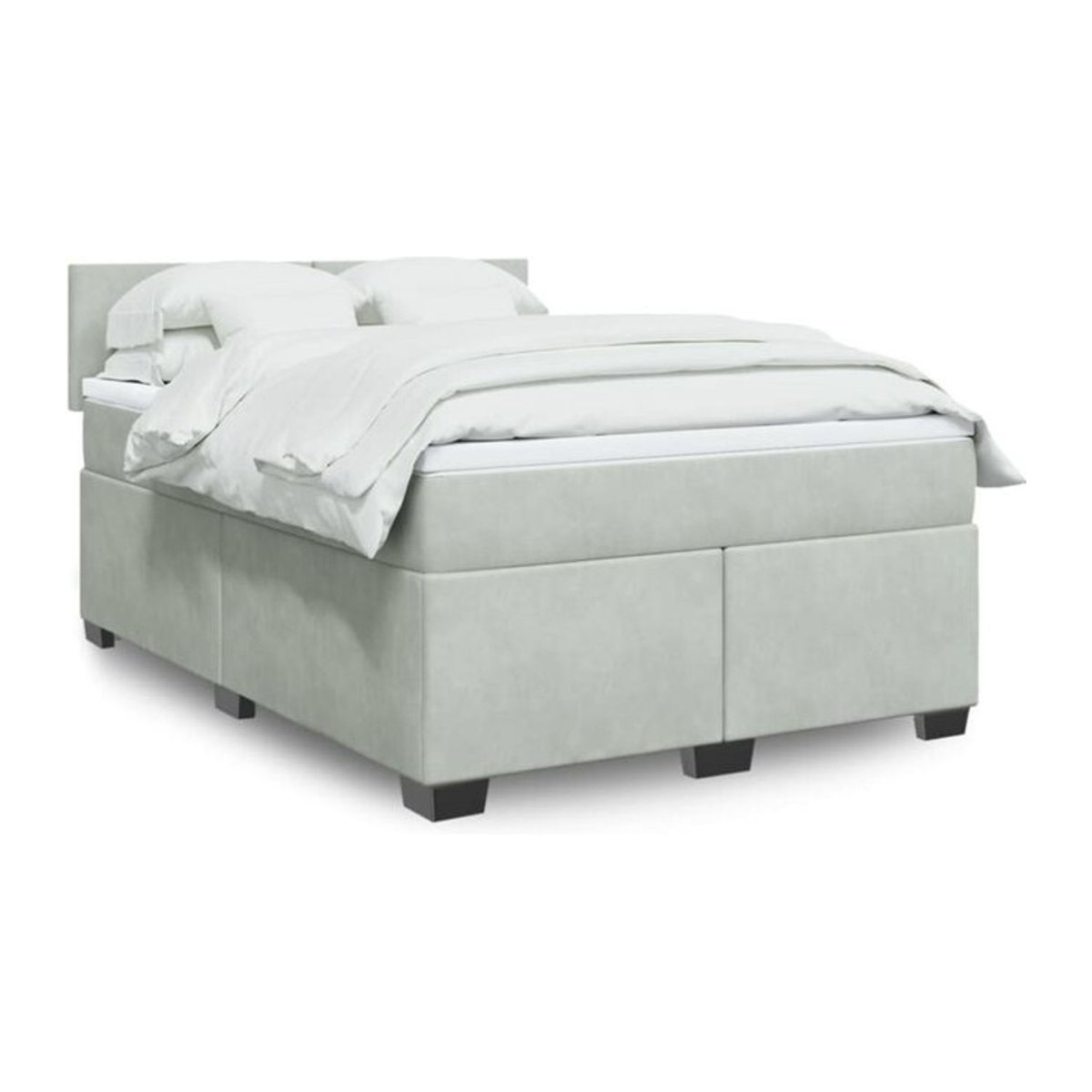 Vidaxl Boxspringbett mit Matratze in Grau und Weiß aus Samt, B/T/H: 140 x 200 cm - Bild 1