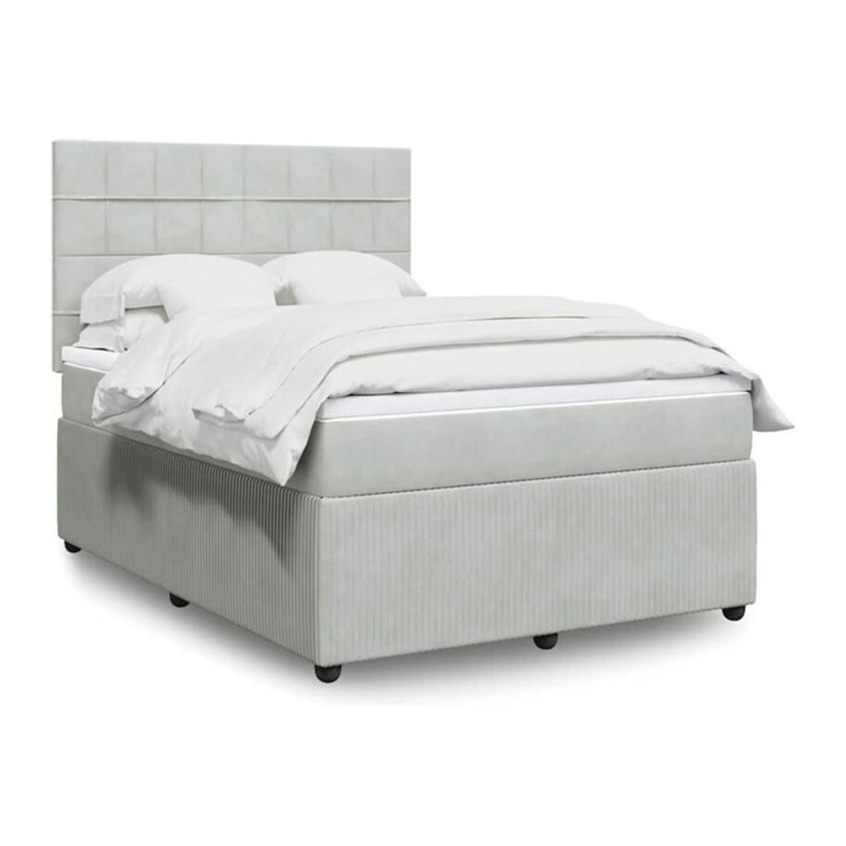 Vidaxl Boxspringbett mit Matratze in Grau und Weiß aus Samt, B/T/H: 140 x 200 cm - Bild 1