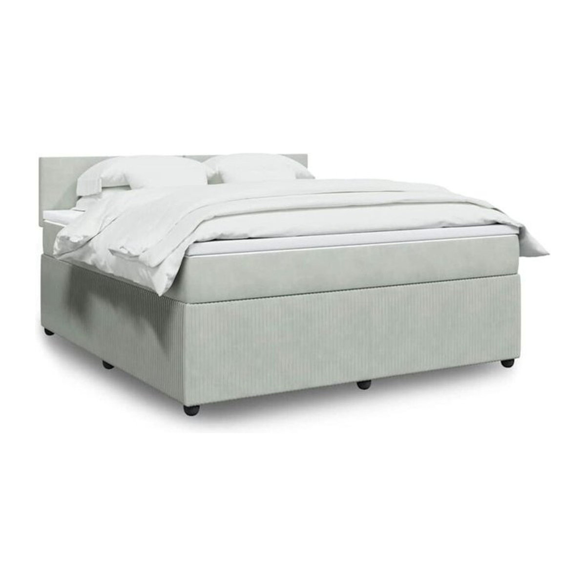Vidaxl Boxspringbett mit Matratze in Grau und Weiß aus Samt, B/T/H: 180 x 200 x 100,5 cm - Bild 1