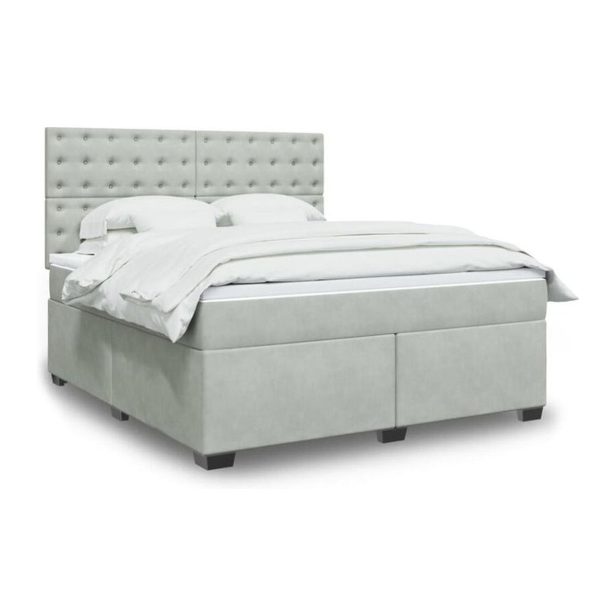 Vidaxl Boxspringbett mit Matratze in Grau und Weiß aus Samt, B/T/H: 180 x 200 x 150,5 cm - Bild 1
