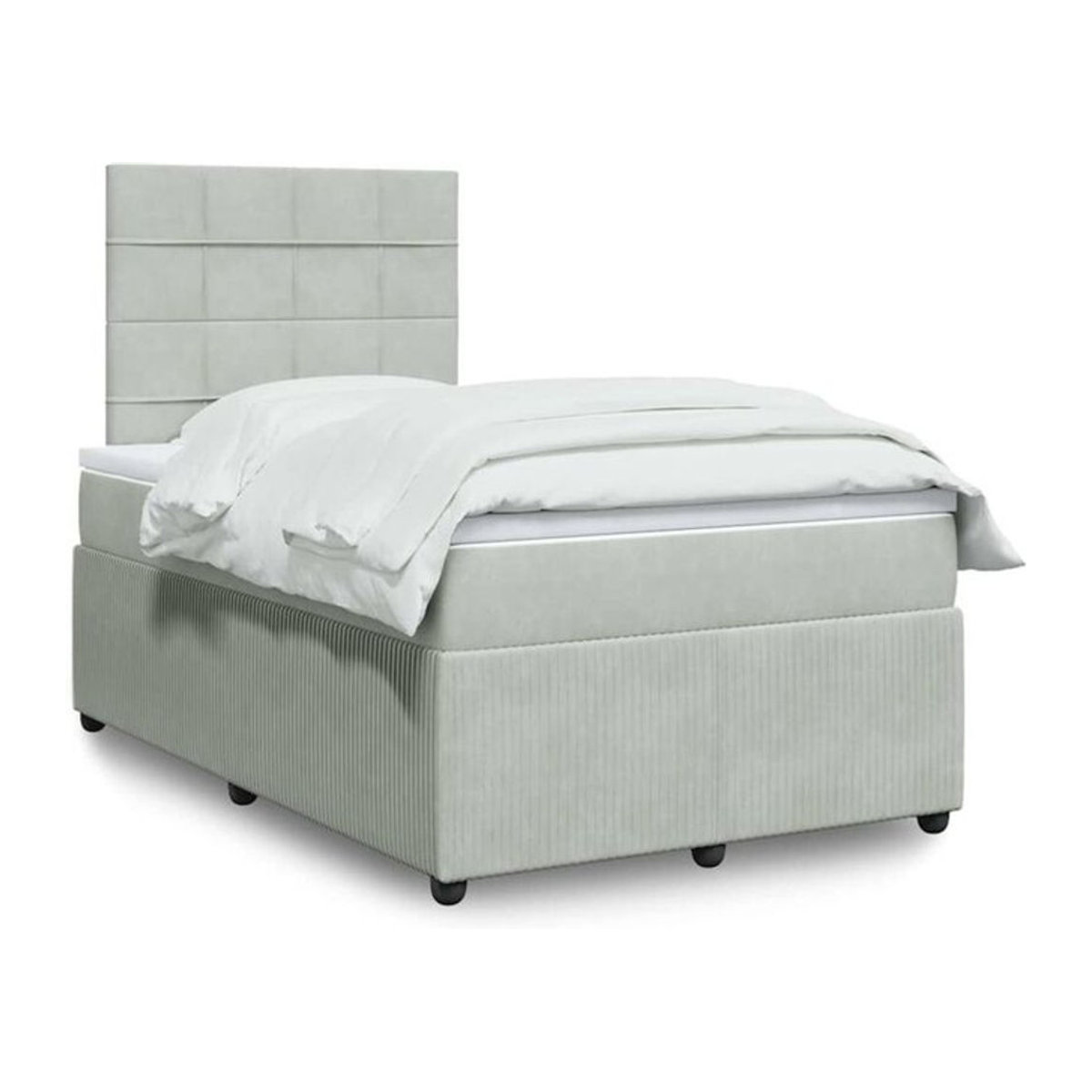 Vidaxl Boxspringbett mit Matratze in Grau und Weiß aus Samt, B/T/H: 190 x 120 x 150,5 cm - Bild 1