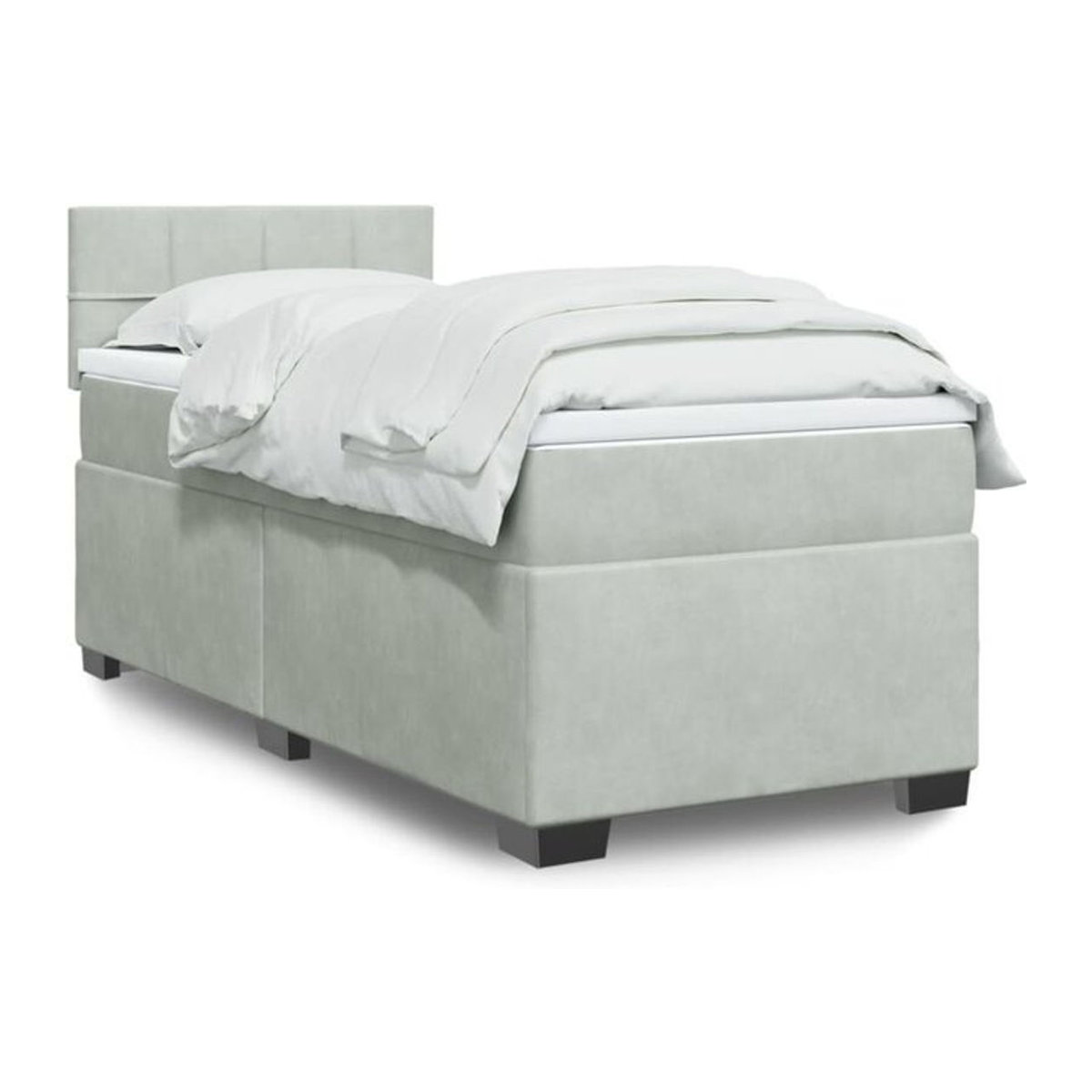 vidaxl Boxspringbett mit Matratze in Grau und Weiß aus Samt, B/T/H: 200 x 100 x 100,5 cm - Bild 1