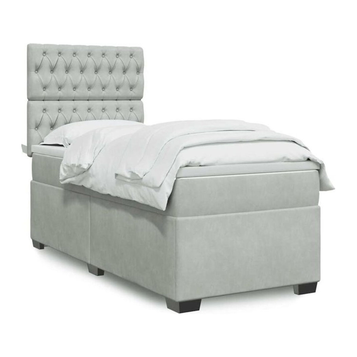 vidaxl Boxspringbett mit Matratze in Grau und Weiß aus Samt, B/T/H: 200 x 80 x 140,5 cm - Bild 1