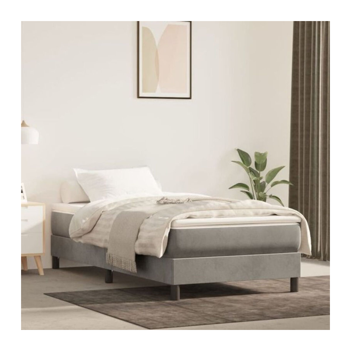 Vidaxl Boxspringbett mit Matratze in Grau und Weiß aus Samt, B/T/H: 200 x 80 x 25 cm - Bild 1
