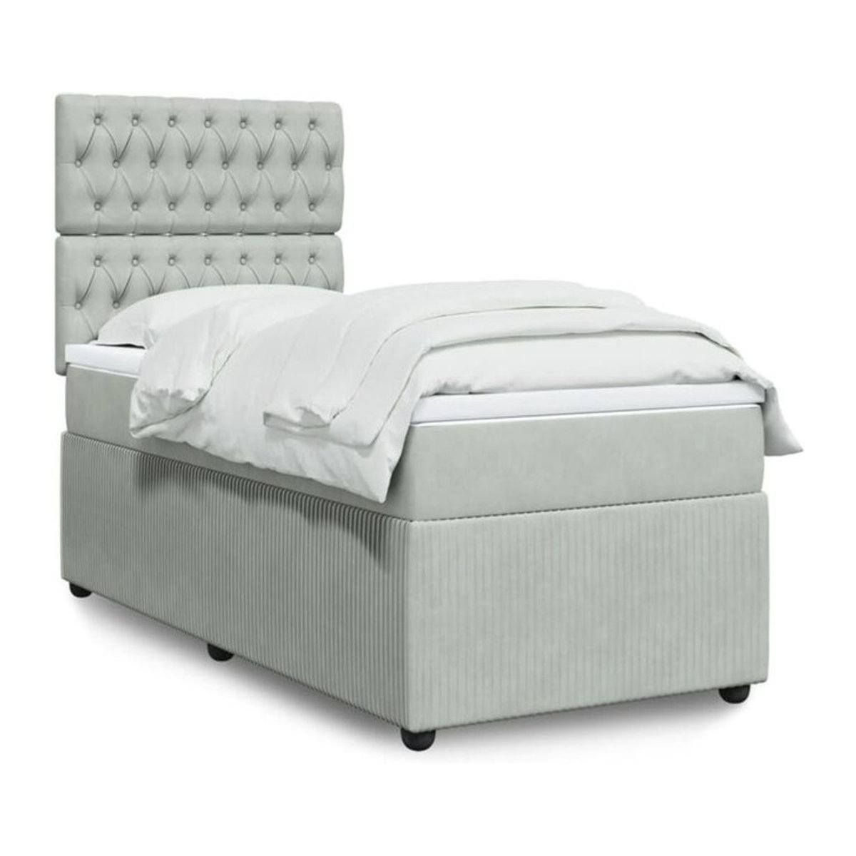 Vidaxl Boxspringbett mit Matratze in Grau und Weiß aus Samt, B/T/H: 90 x 190 x 140,5 cm - Bild 1