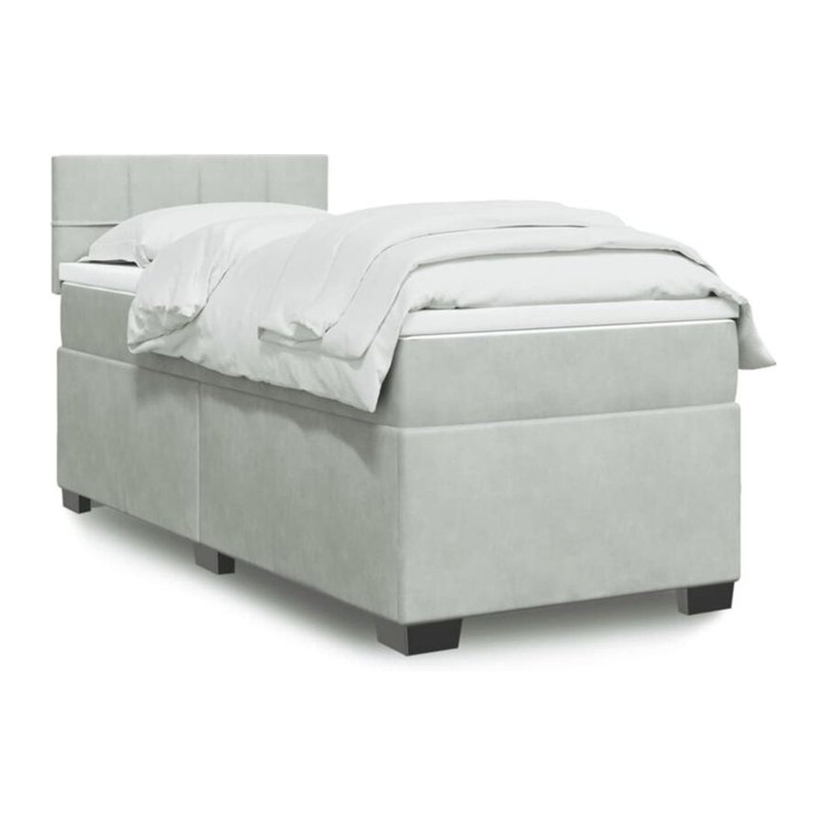 Vidaxl Boxspringbett mit Matratze in Grau und Weiß aus Samt, B/T/H: 90 x 200 x 100,5 cm - Bild 1