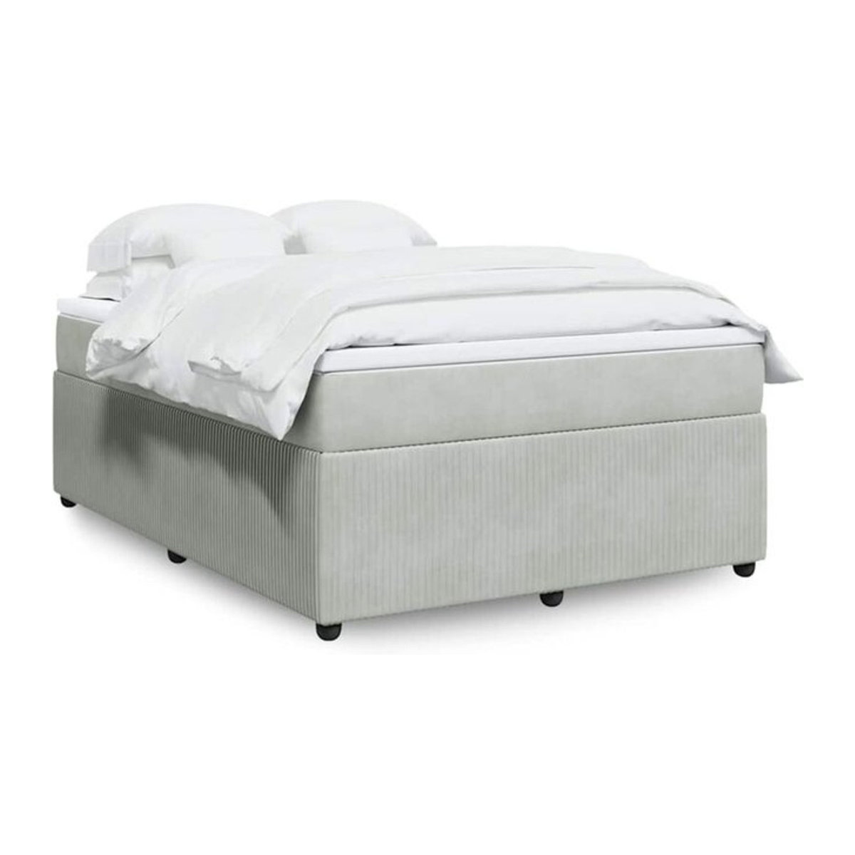 Vidaxl Boxspringbett mit Matratze in Grau und Weiß aus Samt, Modern, B/T/H: 140 x 200 cm - Bild 1