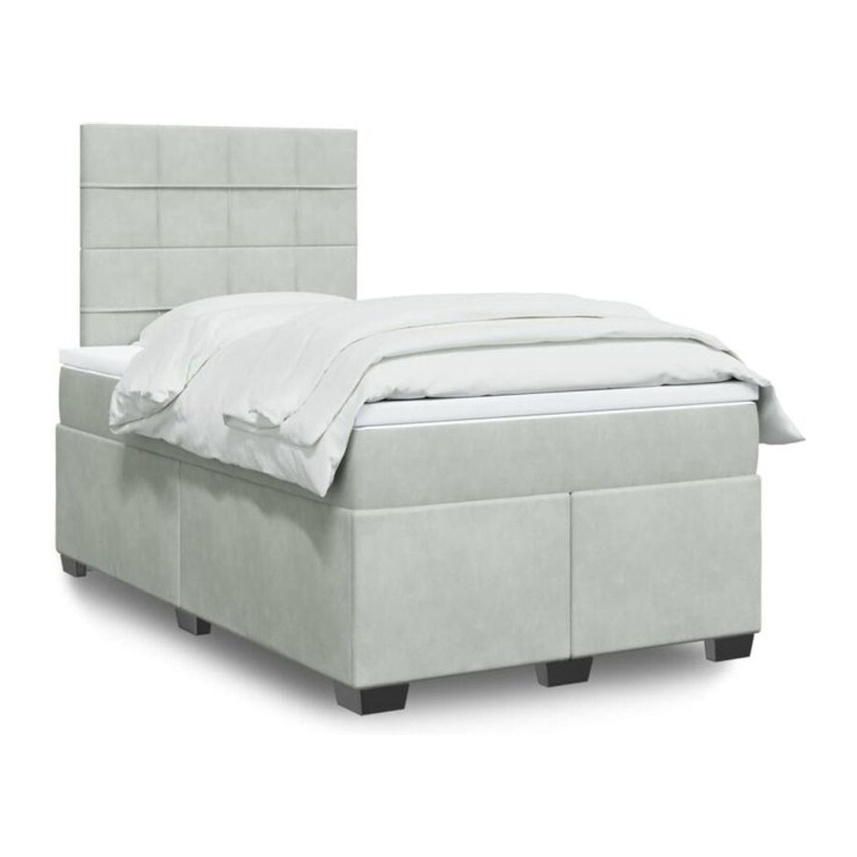 Vidaxl Boxspringbett mit Matratze in Grau und Weiß aus Samt, Modern, B/T/H: 190 x 120 x 140,5 cm - Bild 1