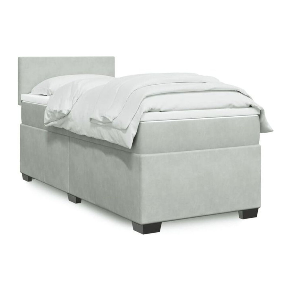 Vidaxl Boxspringbett mit Matratze in Grau und Weiß aus Samt, Modernes Design, B/T: 100 x 200 cm - Bild 1