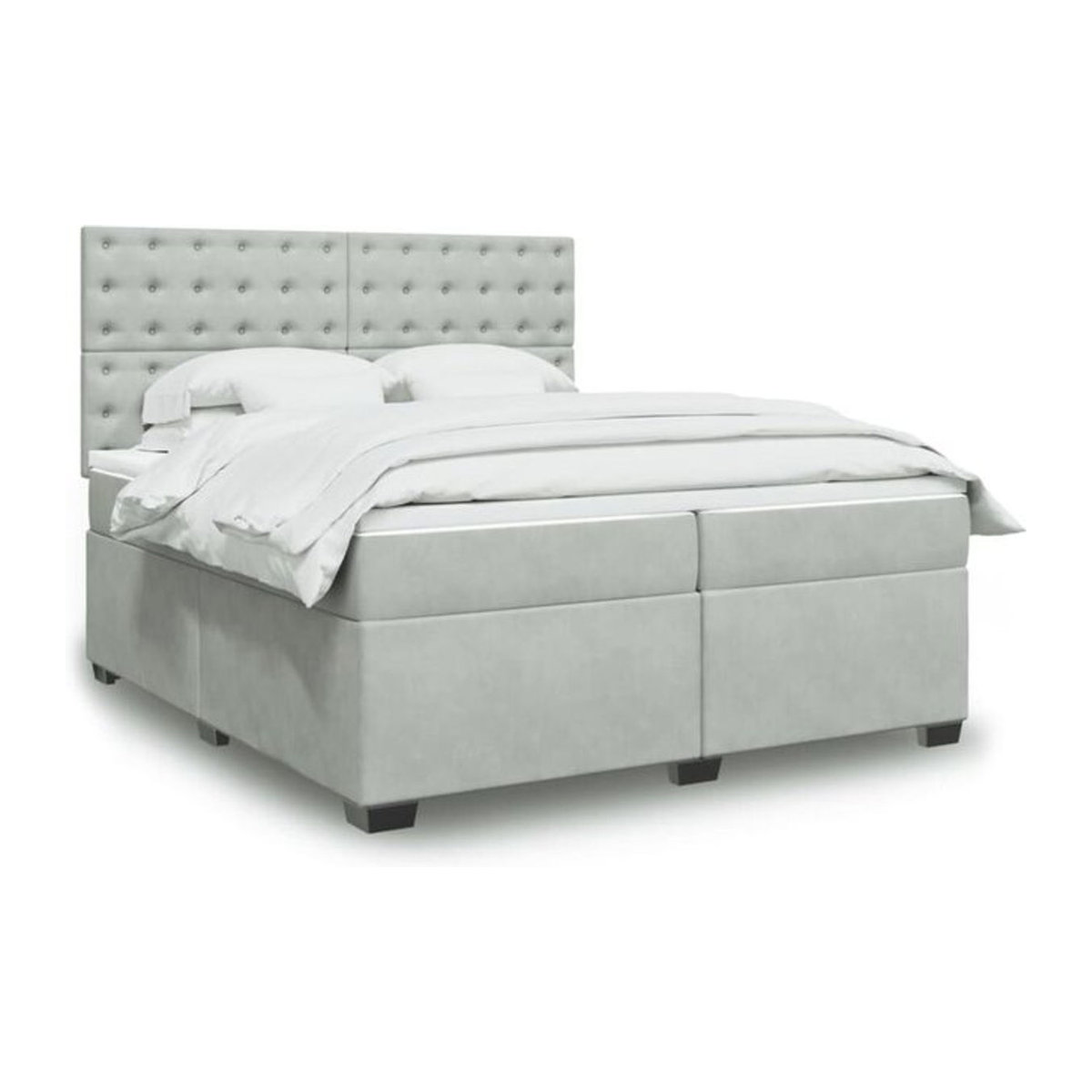 Vidaxl Boxspringbett mit Matratze in Grau und Weiß aus Samt, Modernes Design, B/T/H: 200 x 200 x 140,5 cm - Bild 1