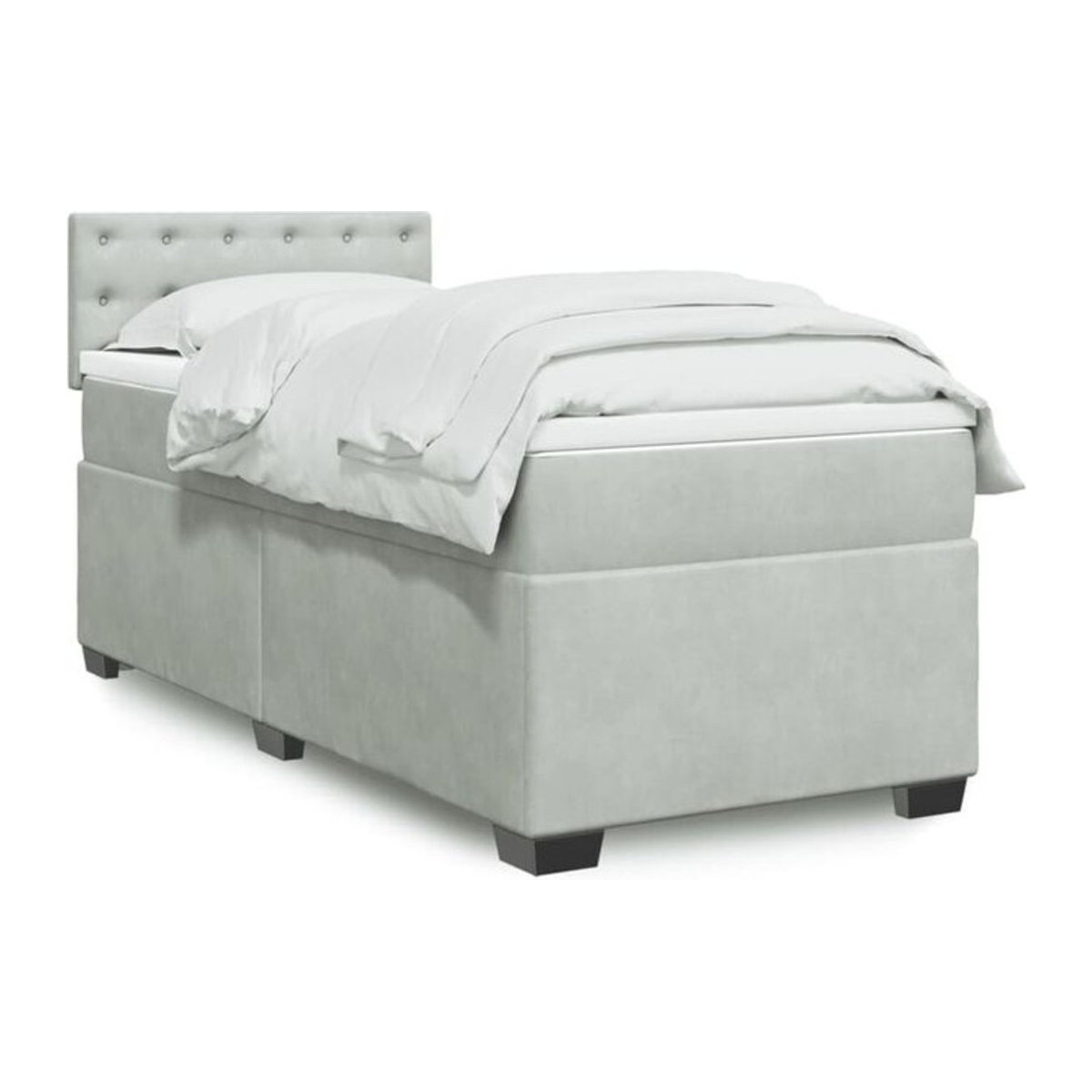 Vidaxl Boxspringbett mit Matratze in Grau und Weiß aus Samt, Modernes Design, B/T/H: 90 x 190 x 100,5 cm - Bild 1