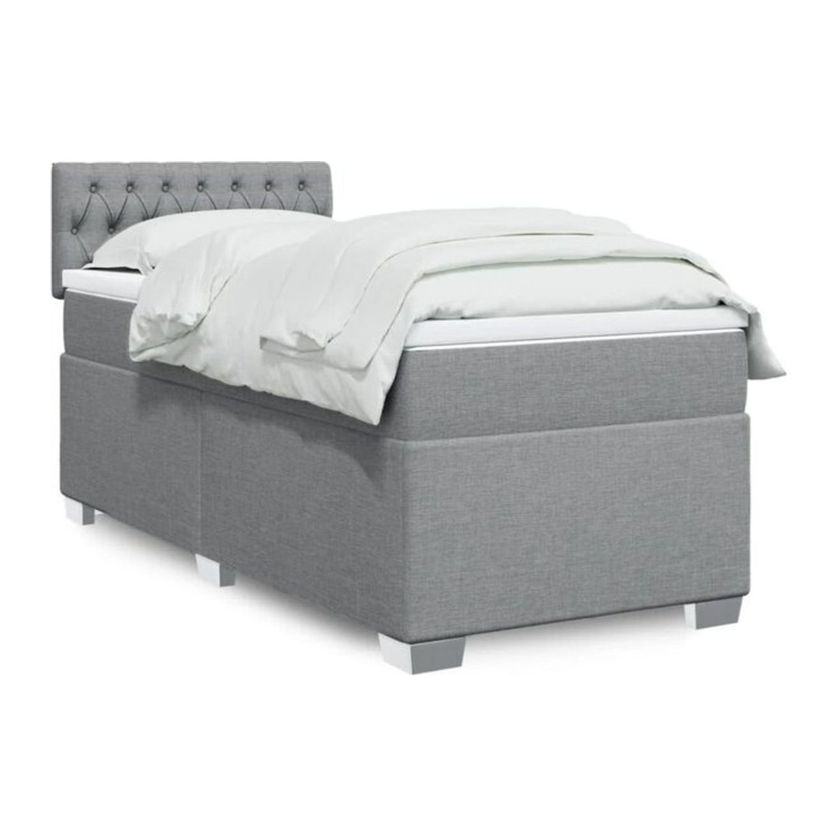 Vidaxl Boxspringbett mit Matratze in Grau und Weiß aus Stoff, B/B: 90 x 190 cm - Bild 1