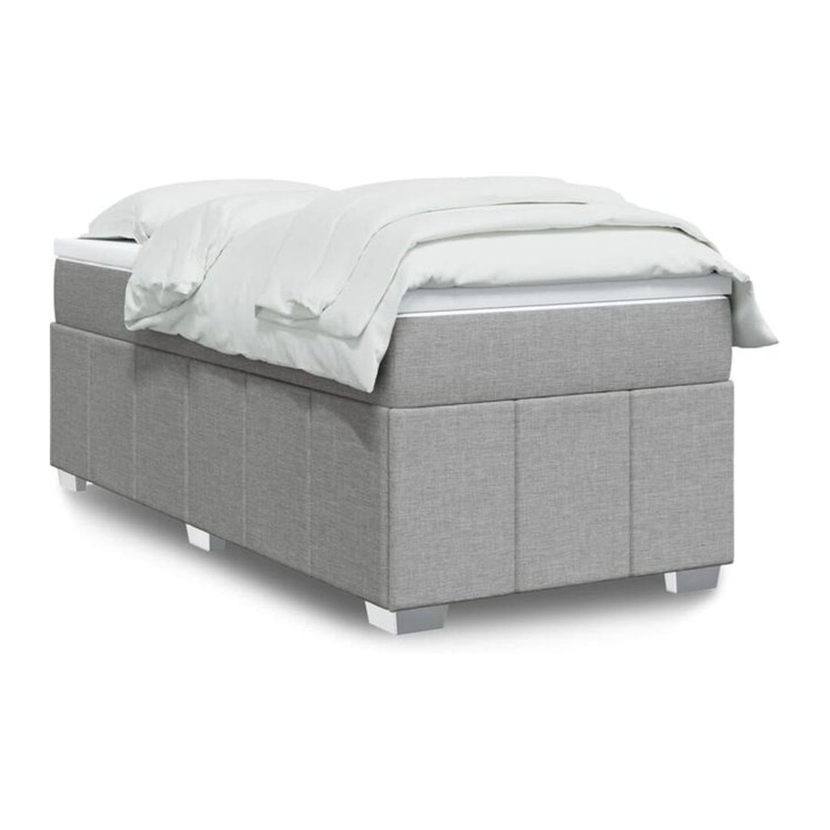 vidaxl Boxspringbett mit Matratze in Grau und Weiß aus Stoff, B/B: 90 x 190 cm - Bild 1