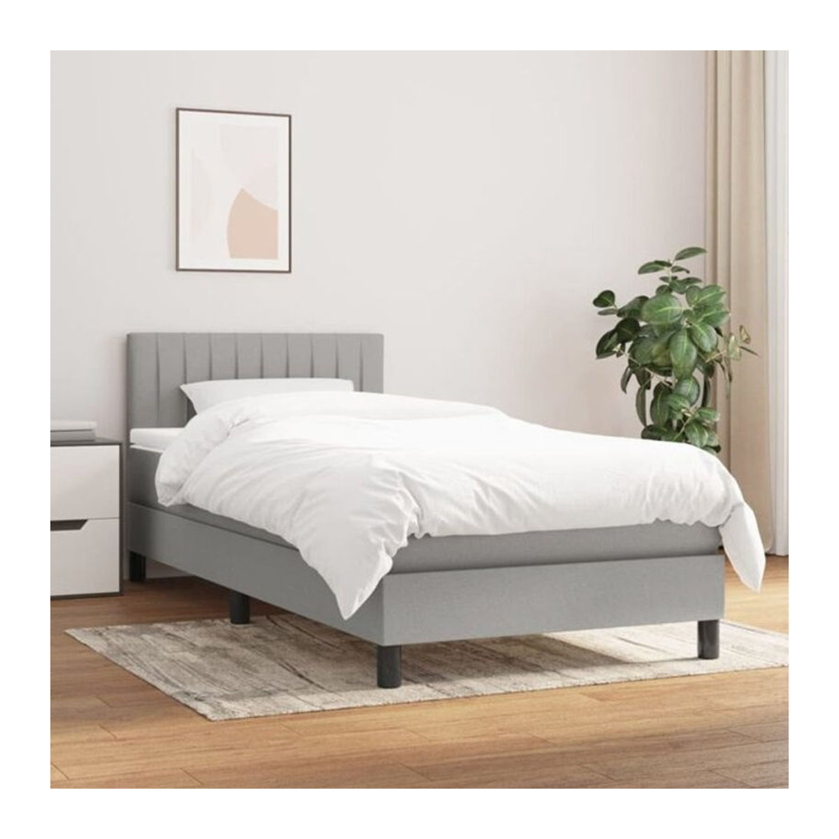 Vidaxl Boxspringbett mit Matratze in Grau und Weiß aus Stoff, B/B/H: 90 x 190 cm - Bild 1