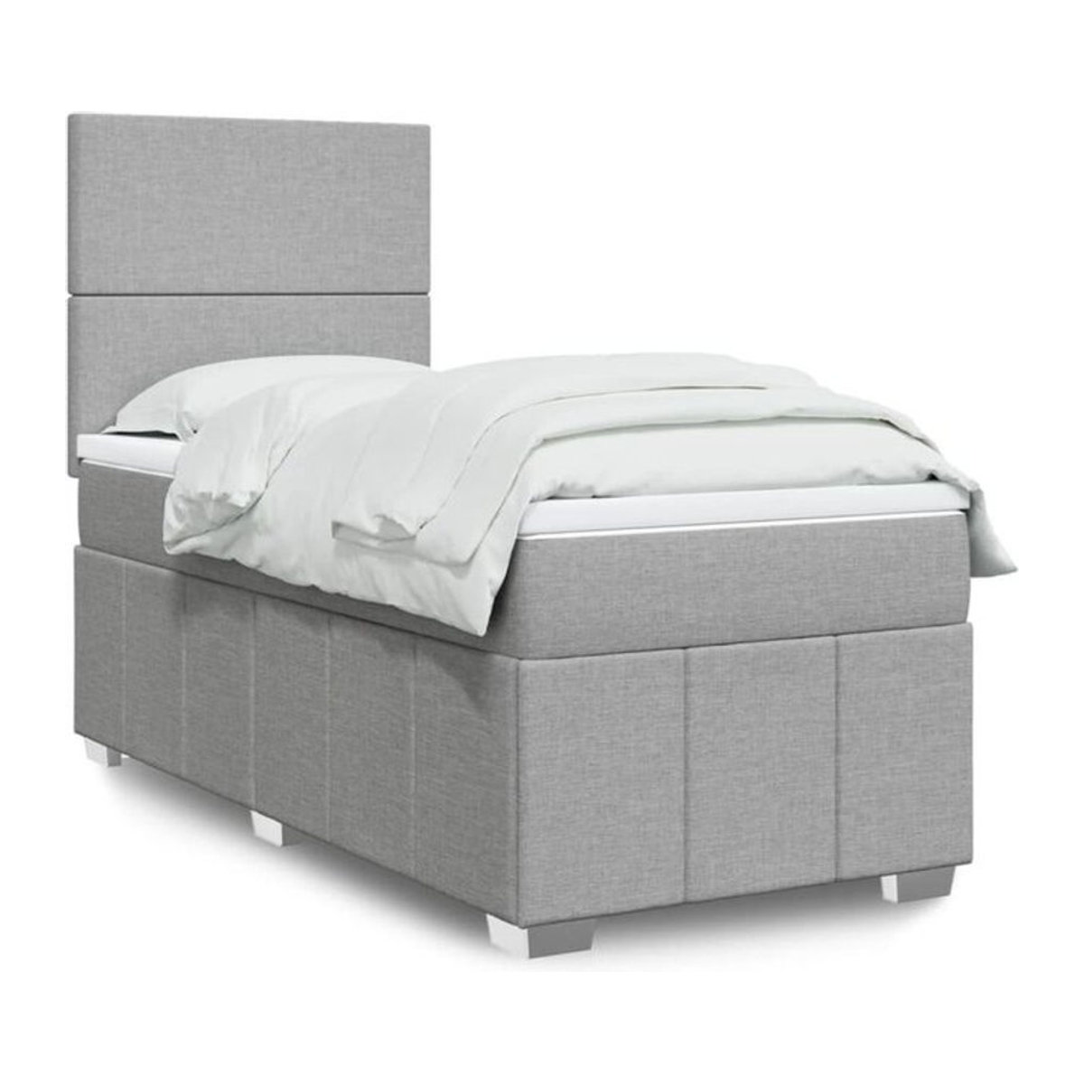 vidaxl Boxspringbett mit Matratze in Grau und Weiß aus Stoff, B/B/H: 90 x 200 cm - Bild 1