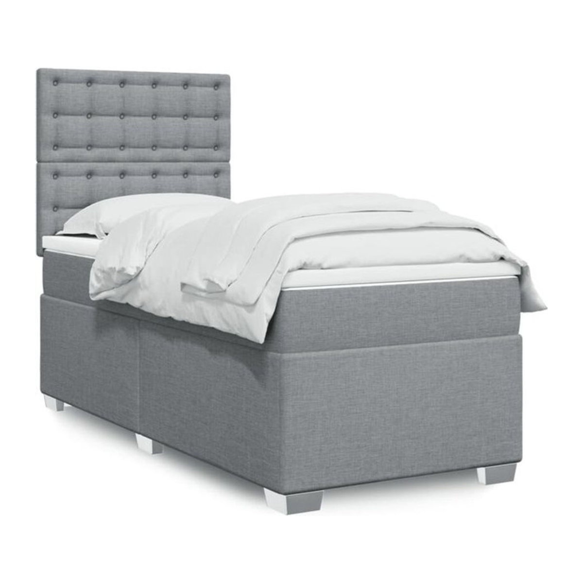 vidaxl Boxspringbett mit Matratze in Grau und Weiß aus Stoff, B/B/H: 90 x 200 cm - Bild 1