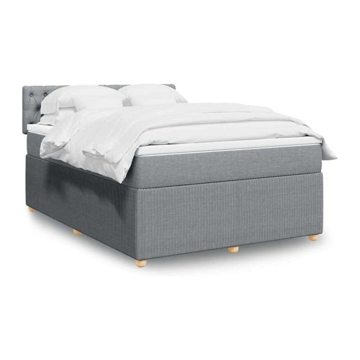 Vidaxl Boxspringbett mit Matratze in Grau und Weiß aus Stoff, B/T: 140 x 190 cm - Bild 1