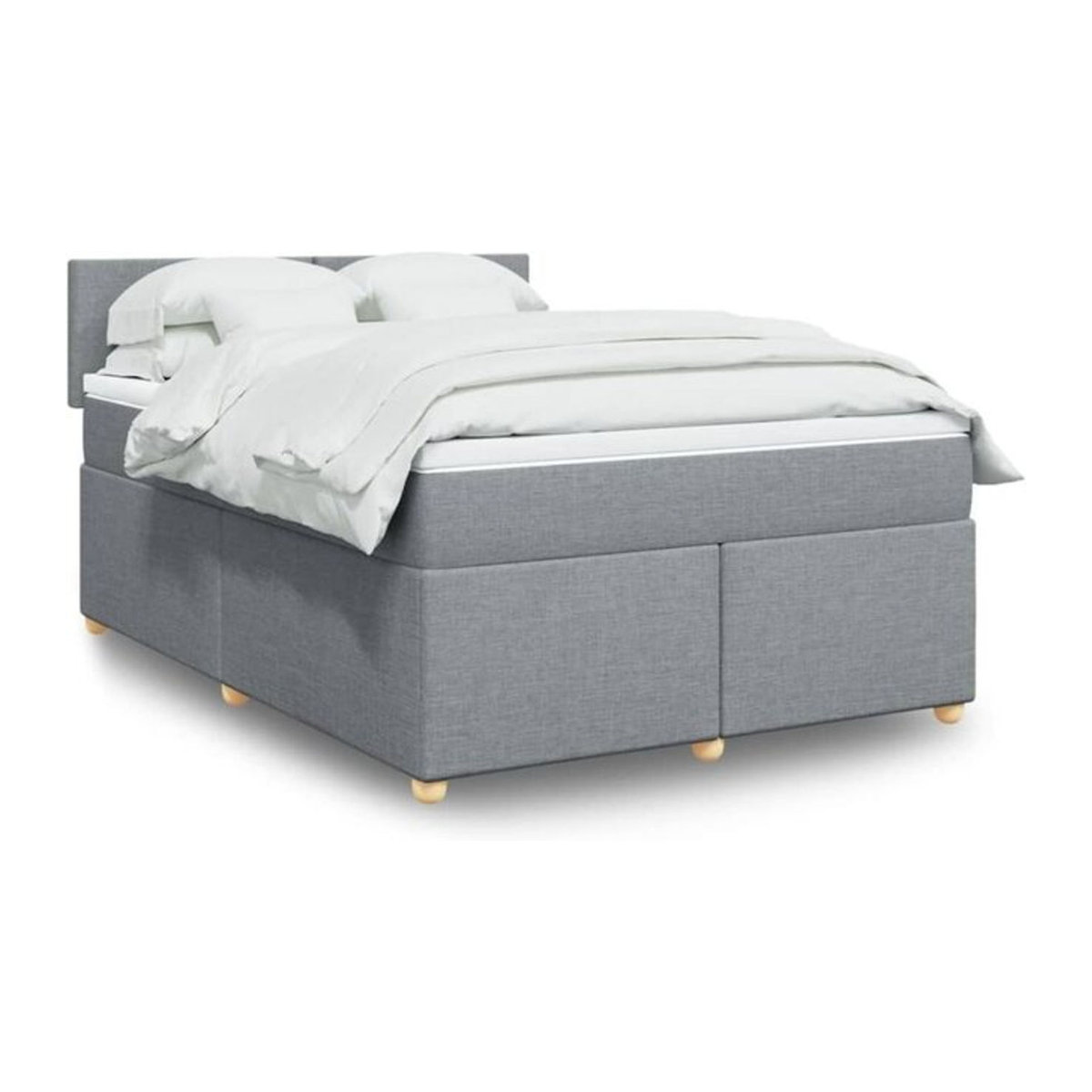 Vidaxl Boxspringbett mit Matratze in Grau und Weiß aus Stoff, B/T: 140 x 190 cm - Bild 1
