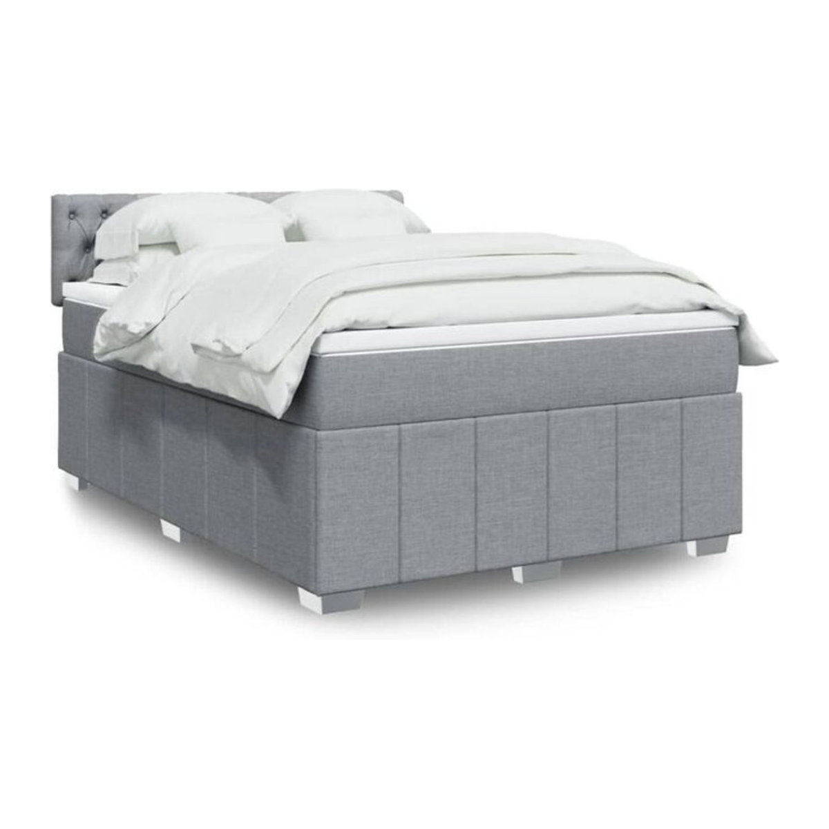 Vidaxl Boxspringbett mit Matratze in Grau und Weiß aus Stoff, B/T: 140 x 200 cm - Bild 1