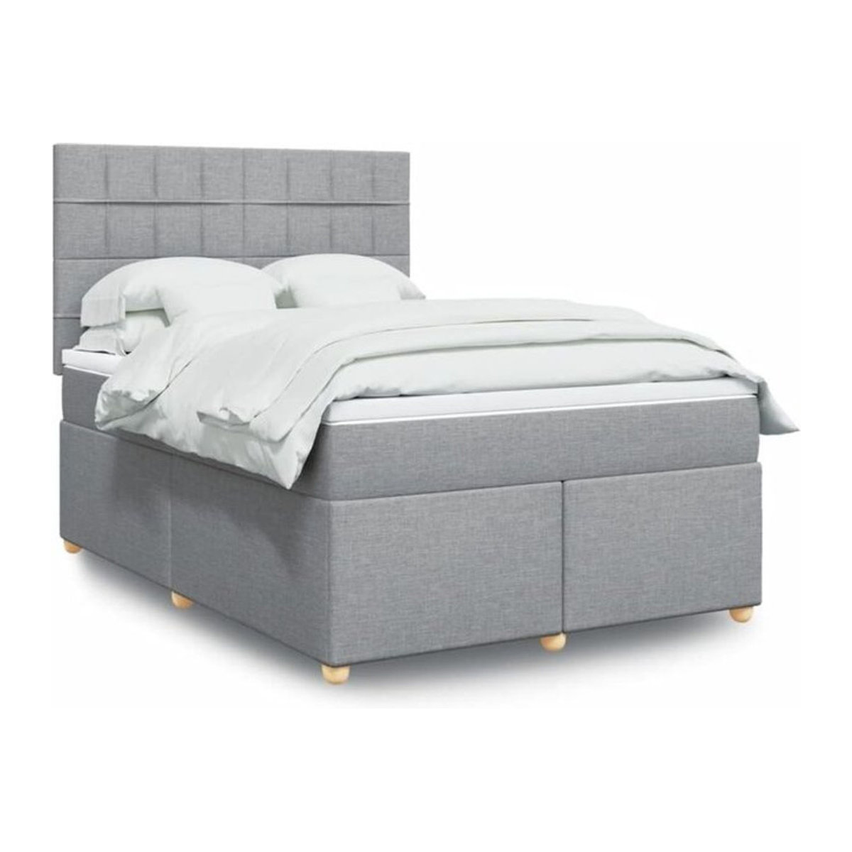 Vidaxl Boxspringbett mit Matratze in Grau und Weiß aus Stoff, B/T: 140 x 200 cm - Bild 1