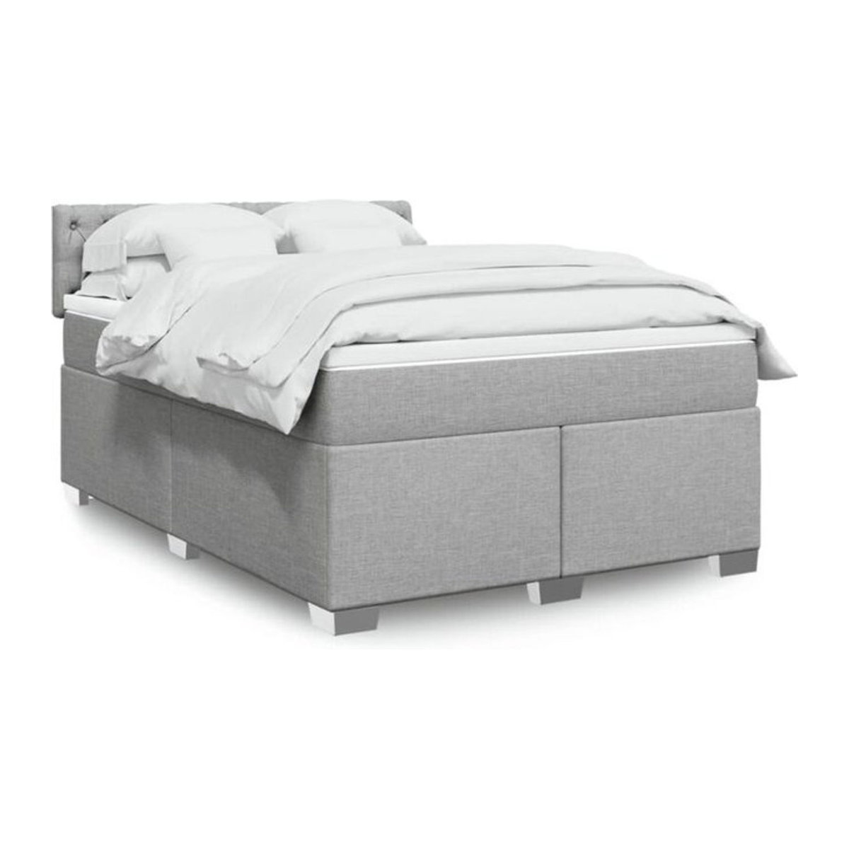 Vidaxl Boxspringbett mit Matratze in Grau und Weiß aus Stoff, B/T: 140 x 200 cm - Bild 1