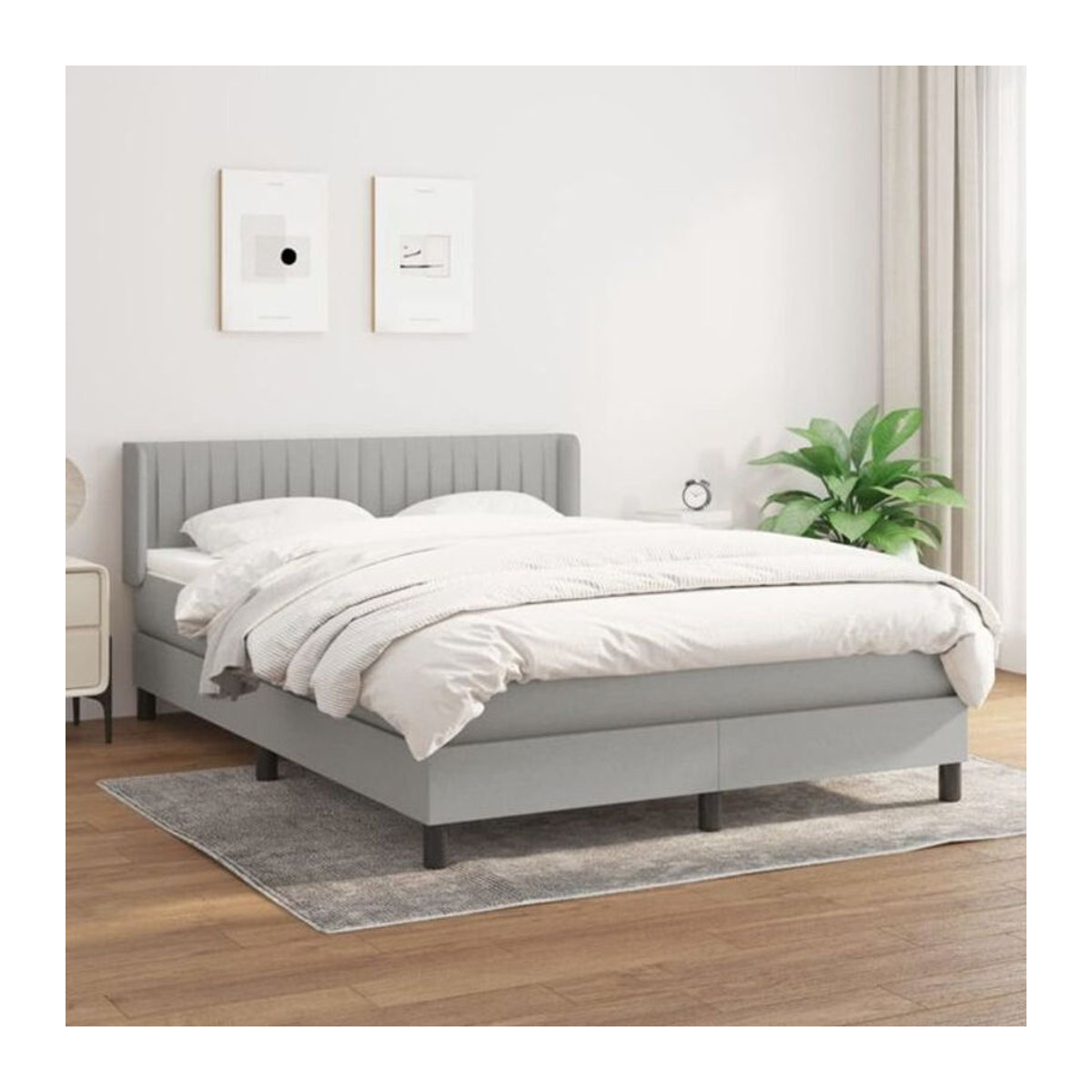 Vidaxl Boxspringbett mit Matratze in Grau und Weiß aus Stoff, B/T: 140 x 200 cm - Bild 1
