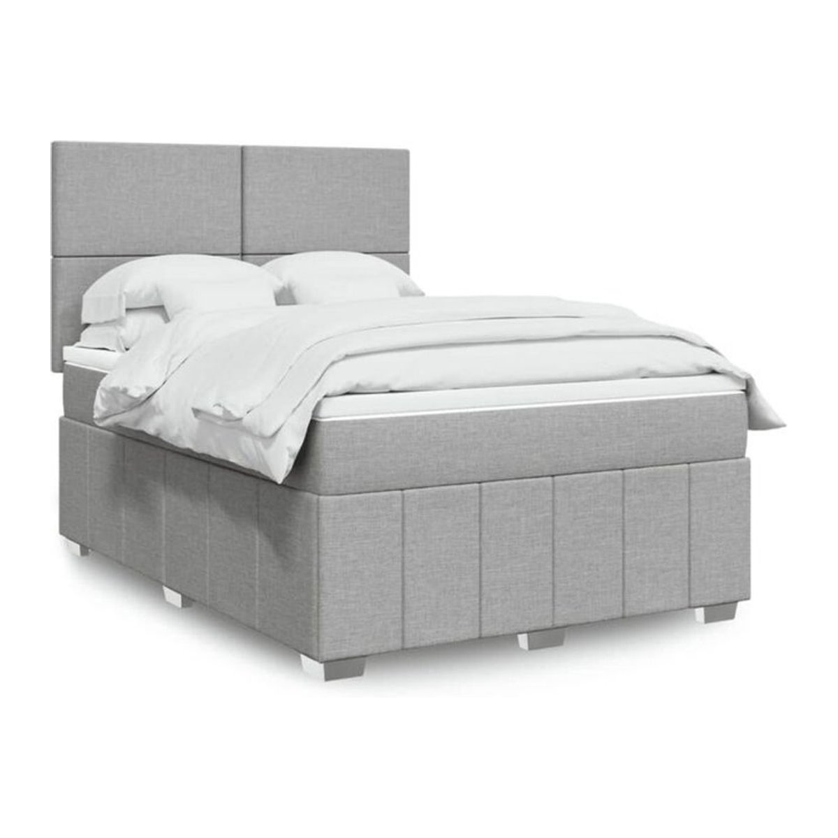 Vidaxl Boxspringbett mit Matratze in Grau und Weiß aus Stoff, B/T: 160 x 200 cm - Bild 1
