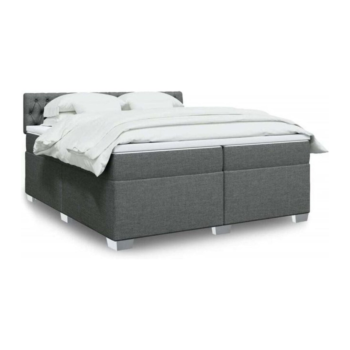 Vidaxl Boxspringbett mit Matratze in Grau und Weiß aus Stoff, B/T: 200 x 200 cm - Bild 1