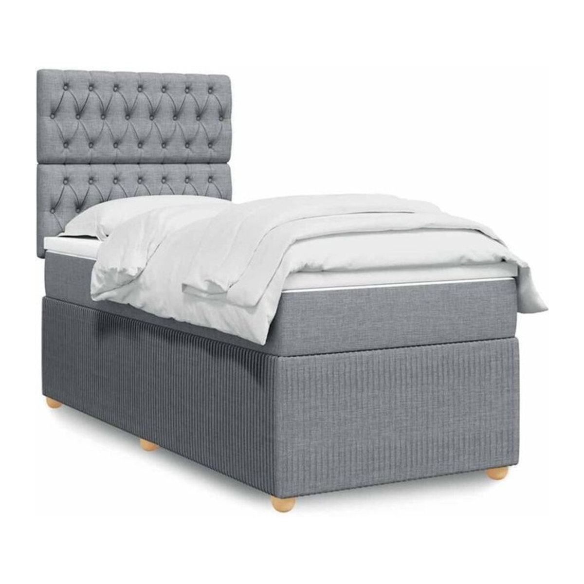 vidaxl Boxspringbett mit Matratze in Grau und Weiß aus Stoff, B/T: 80 x 200 cm - Bild 1
