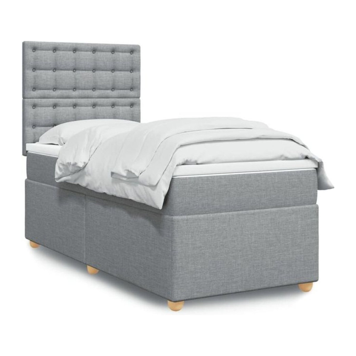 vidaxl Boxspringbett mit Matratze in Grau und Weiß aus Stoff, B/T: 90 x 200 cm - Bild 1