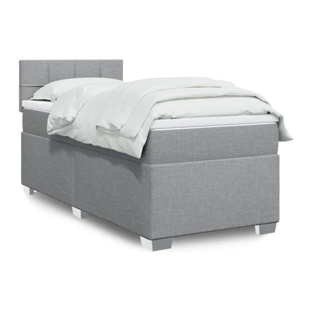 Vidaxl Boxspringbett mit Matratze in Grau und Weiß aus Stoff, B/T/H: 100 x 200 x 100,5 cm - Bild 1
