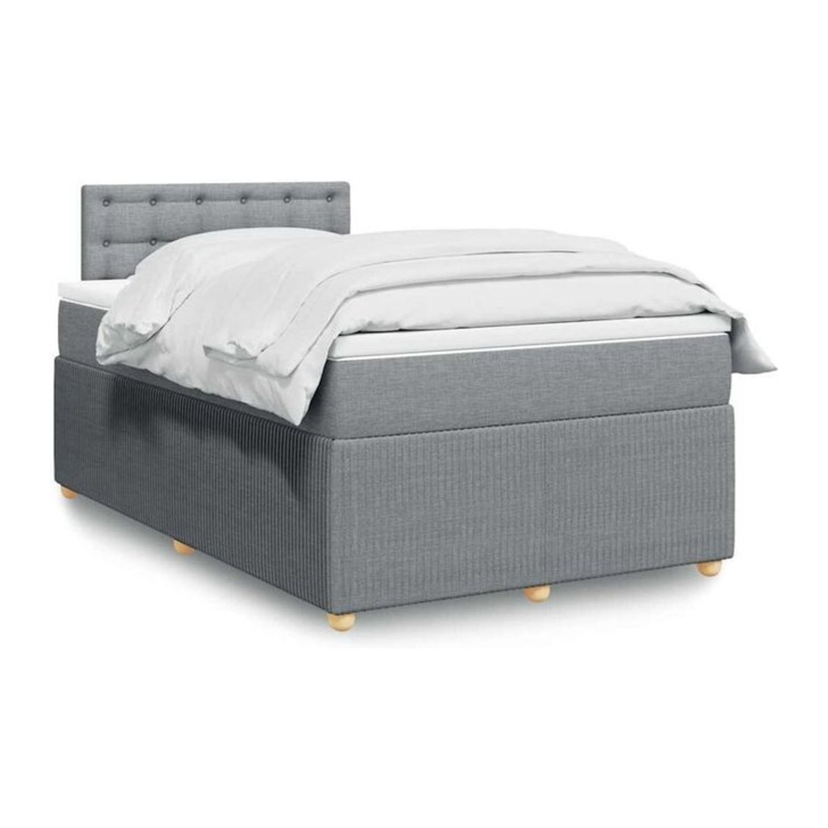 Vidaxl Boxspringbett mit Matratze in Grau und Weiß aus Stoff, B/T/H: 120 x 190 x 100,5 cm - Bild 1