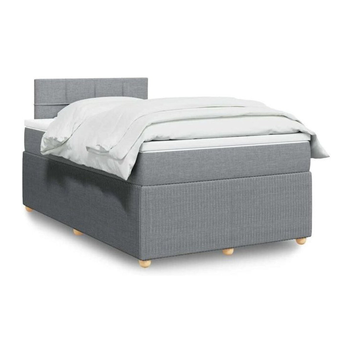 Vidaxl Boxspringbett mit Matratze in Grau und Weiß aus Stoff, B/T/H: 120 x 190 x 100,5 cm - Bild 1