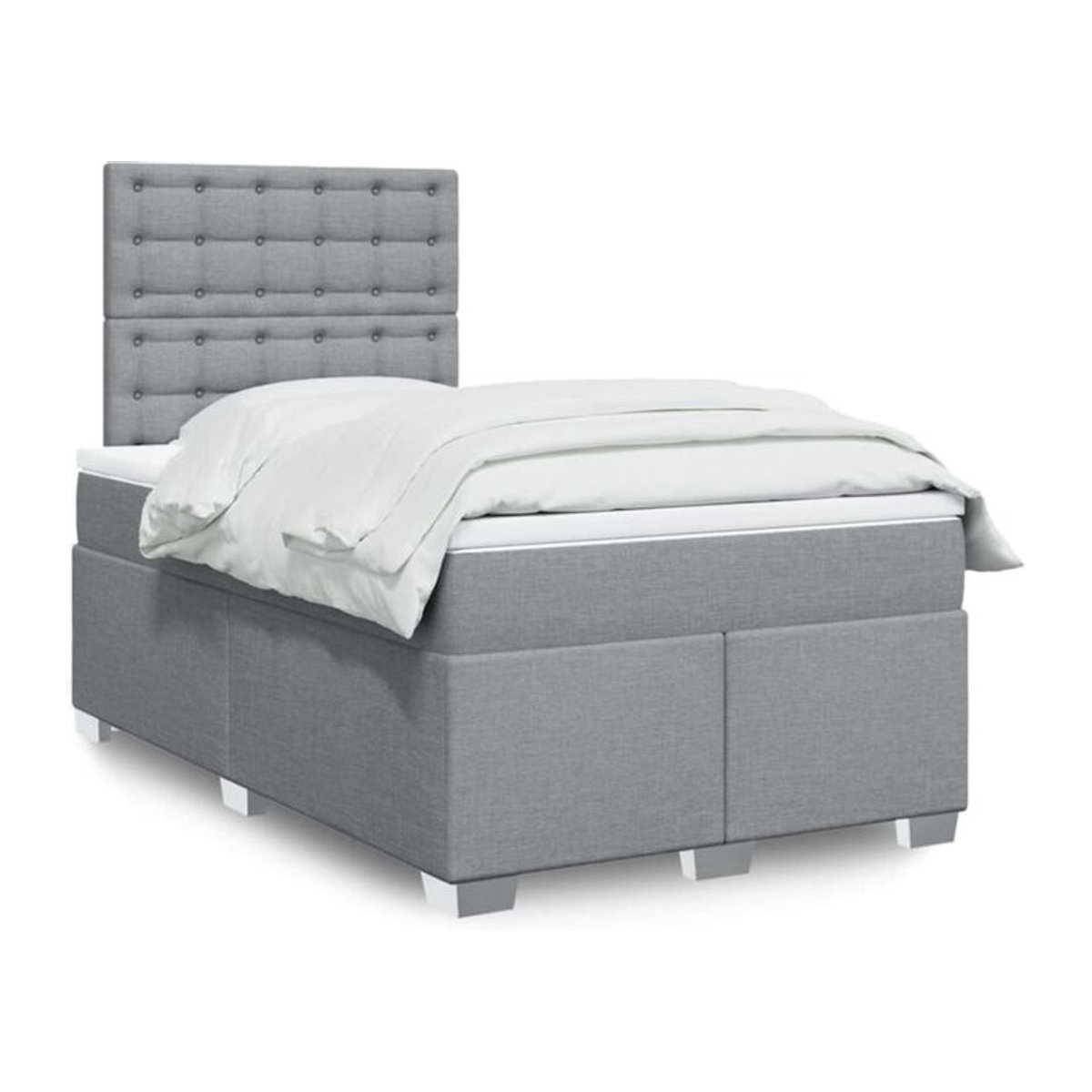 Vidaxl Boxspringbett mit Matratze in Grau und Weiß aus Stoff, B/T/H: 120 x 200 x 150,5 cm - Bild 1