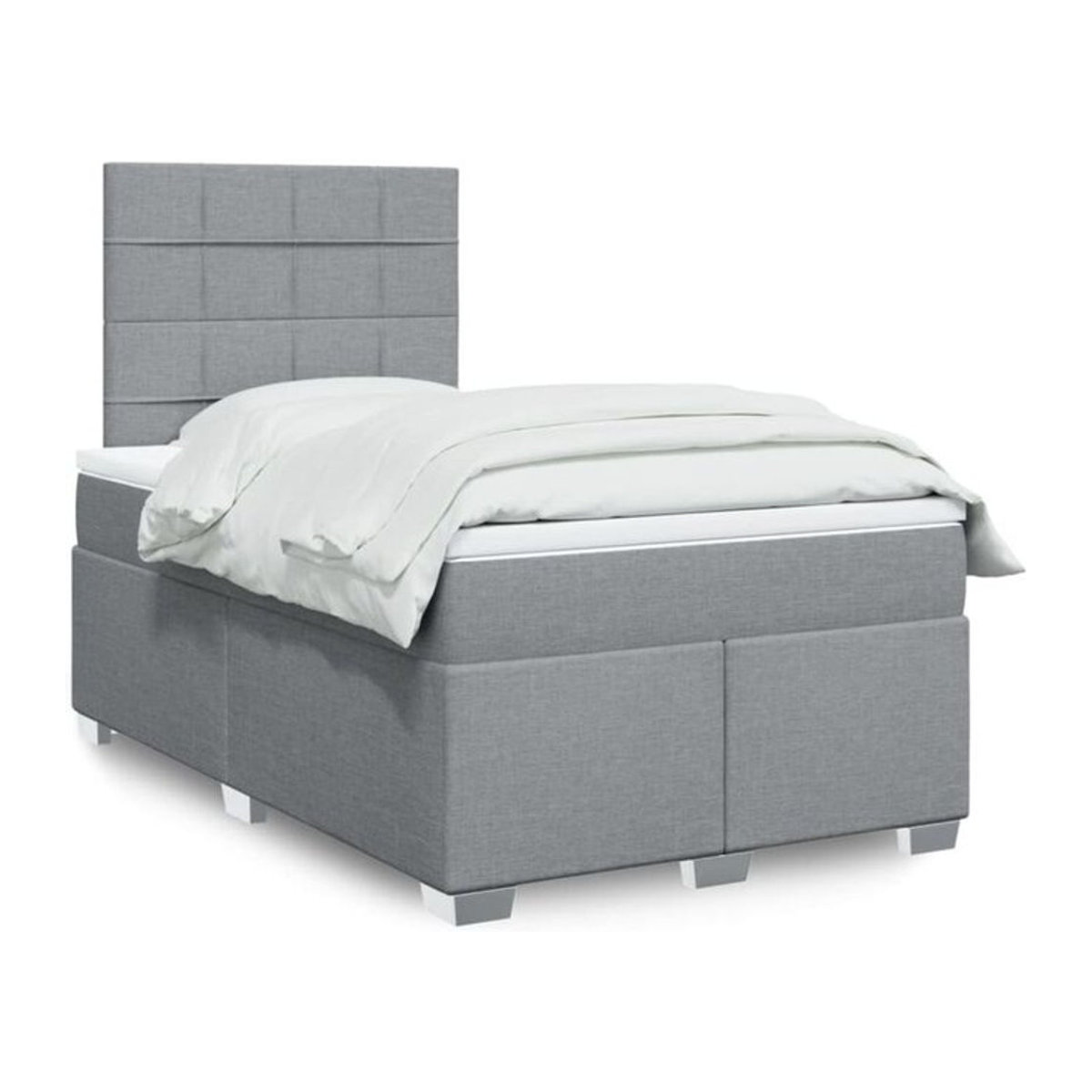 Vidaxl Boxspringbett mit Matratze in Grau und Weiß aus Stoff, B/T/H: 120 x 200 x 150,5 cm - Bild 1