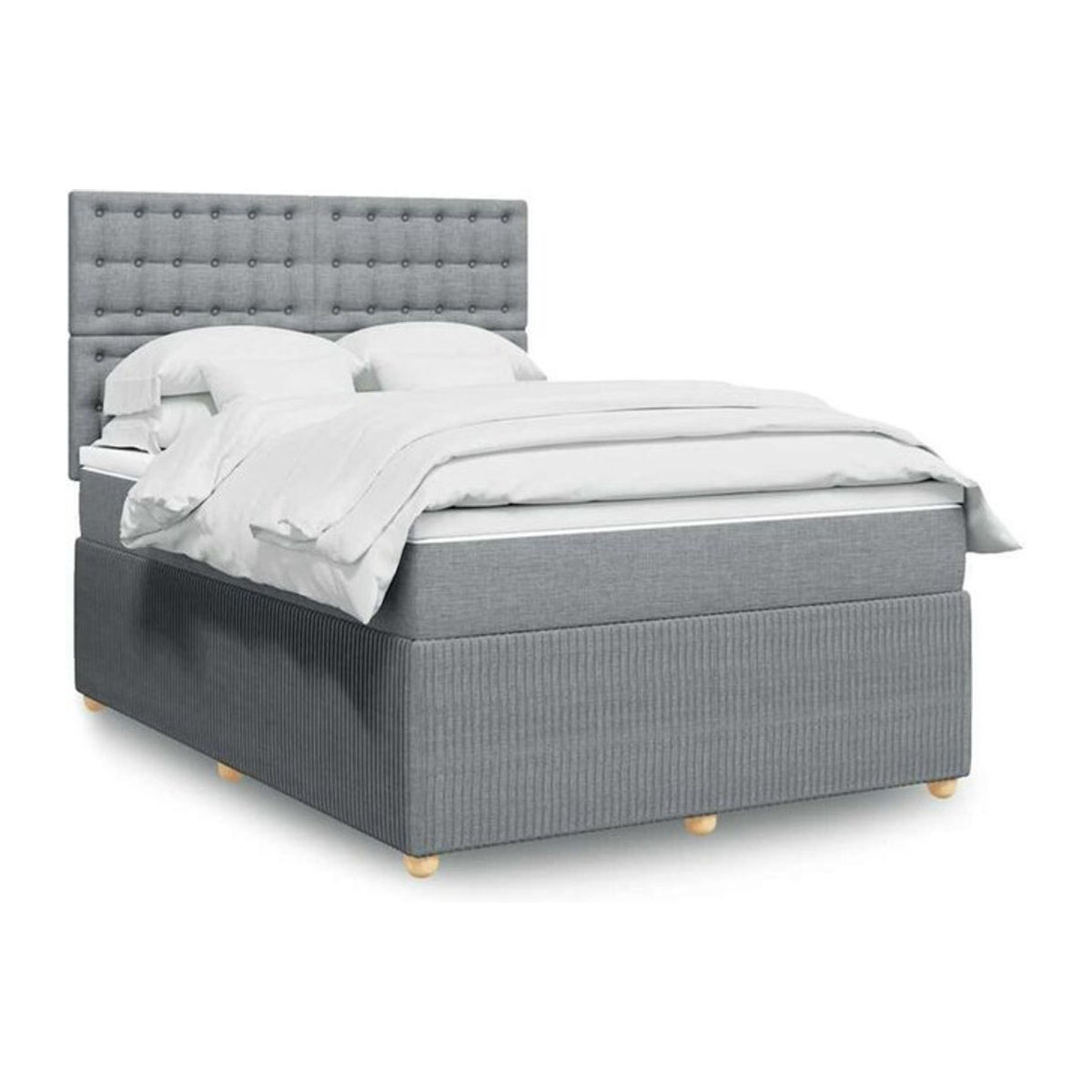 Vidaxl Boxspringbett mit Matratze in Grau und Weiß aus Stoff, B/T/H: 140 x 190 cm - Bild 1