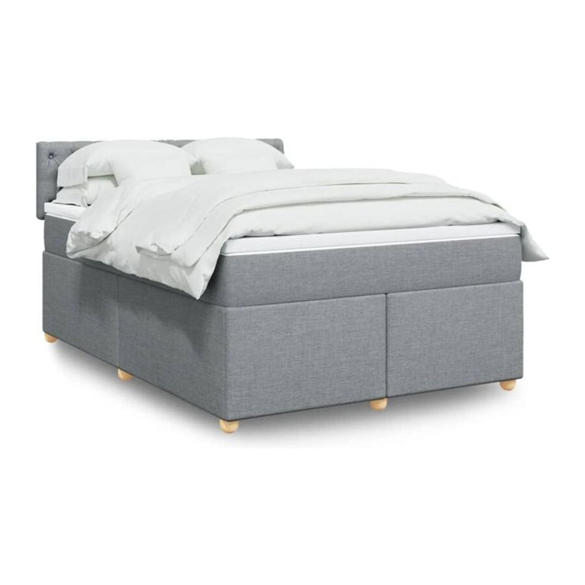 Vidaxl Boxspringbett mit Matratze in Grau und Weiß aus Stoff, B/T/H: 140 x 190 cm - Bild 1