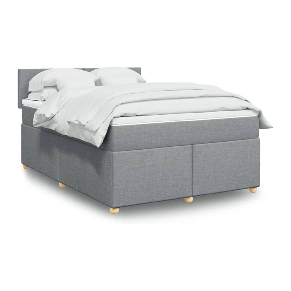 Vidaxl Boxspringbett mit Matratze in Grau und Weiß aus Stoff, B/T/H: 140 x 190 x 100,5 cm - Bild 1